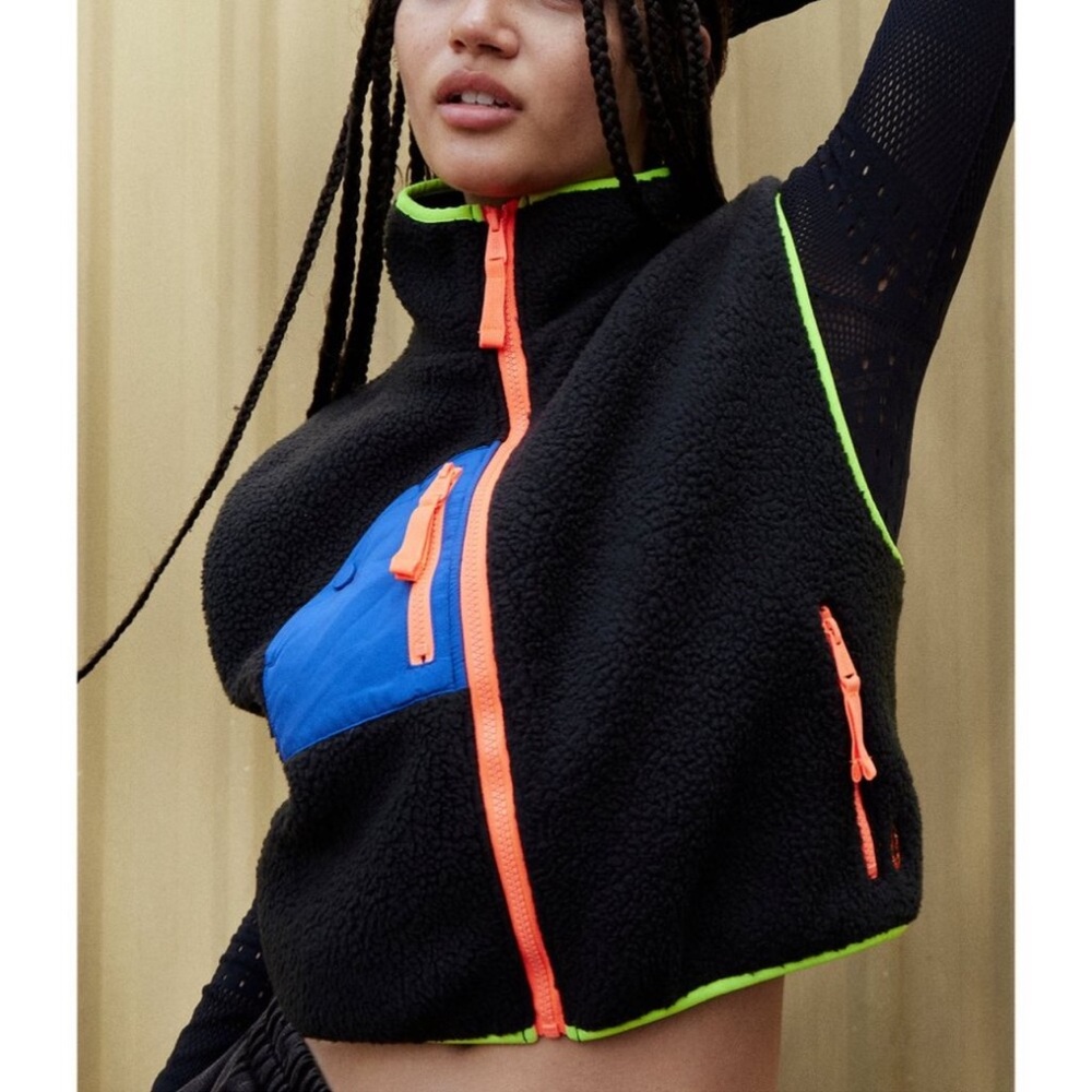 Free People Black Vest with Blue and Neon Highlights - Picture 2 of 16